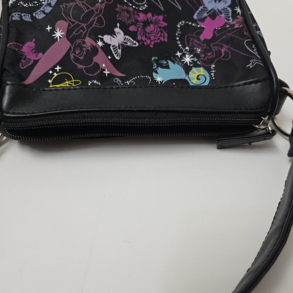 Y2K Vintage Disney Tinker Bell “Tink” Fairy Print Black Small Shoulder Bag Purse - Picture 9 of 12